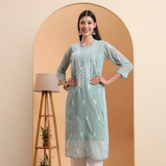 hand-embroidered-georgette-lucknowi-chikankari-kurta