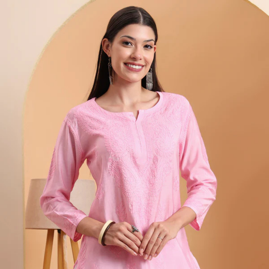 pink-chanderi-embroidered-short-kurti