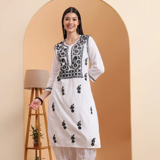 white-cotton-kurti-black-thread-work