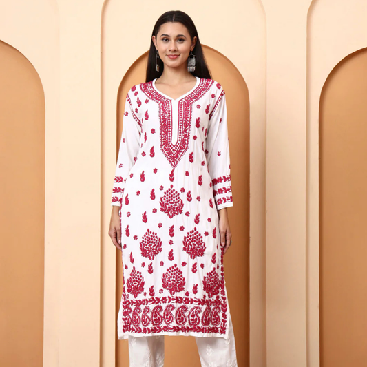 white-pink-dobby-rayon-embroidered-kurti