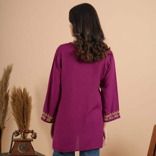 Wine Rayon Short Kurti