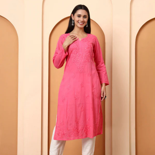 womens-pink-cotton-embroidered-kurti