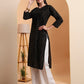 Black Dot Chanderi Work Kurta with White Cotton Palazzo Set