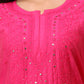 Ethnic Motifs Hand Embroidered Chanderi Lucknowi Chikankari Kurta