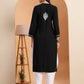 Hand Embroidered Black Modal Chikankari Kurta with White Cotton Palazzo Set