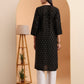Black Dot Chanderi Work Kurta with White Cotton Palazzo Set