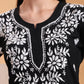 Hand Embroidered Black Modal Chikankari Kurta with White Cotton Palazzo Set