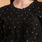 Black Dot Chanderi Work Kurta with White Cotton Palazzo Set