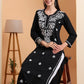 Hand Embroidered Black Modal Chikankari Kurta with White Cotton Palazzo Set