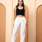 Women’s White Mulmul Cotton Palazzo Pants | Embroidered Straight Fit Bottoms | Ethnic Wear for Kurtis & Kurtas