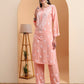 Hand Embroidered Peach Lucknowi Chikankari Rayon Kurta Set