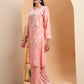 Hand Embroidered Peach Lucknowi Chikankari Rayon Kurta Set
