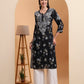 Ethnic Motifs Hand Embroidered Rayon Lucknowi Chikankari Kurta