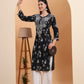 Ethnic Motifs Hand Embroidered Rayon Lucknowi Chikankari Kurta