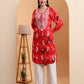 Ethnic Motifs Hand Embroidered Rayon Lucknowi Chikankari Kurta