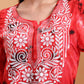 Ethnic Motifs Hand Embroidered Rayon Lucknowi Chikankari Kurta