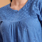 Ethnic Motifs Dobi Cotton Hand Embroidered Lucknowi Chikankari Short Top- Blue