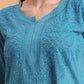 Ethnic Motifs Hand Embroidered Mulmul Lucknowi Chikankari Kurta