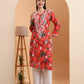 Ethnic Motifs Hand Embroidered Mulmul Cotton Lucknowi Chikankari Kurta
