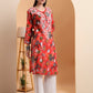 Ethnic Motifs Hand Embroidered Mulmul Cotton Lucknowi Chikankari Kurta