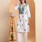 Ethnic Motifs Hand Embroidered Mulmul Lucknowi Chikankari Kurta