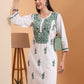 Ethnic Motifs Hand Embroidered Mulmul Lucknowi Chikankari Kurta