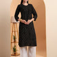 Ethnic Motifs Hand Embroidered Chanderi Lucknowi Chikankari Kurta