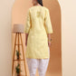 Ethnic Motifs Hand Embroidered Khadi Cotton Lucknowi Chikankari Kurta
