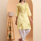 Ethnic Motifs Hand Embroidered Khadi Cotton Lucknowi Chikankari Kurta
