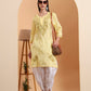 Ethnic Motifs Hand Embroidered Khadi Cotton Lucknowi Chikankari Kurta