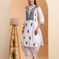 Ethnic Motifs Hand Embroidered Mulmul Lucknowi Chikankari Kurta
