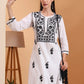 Ethnic Motifs Hand Embroidered Mulmul Lucknowi Chikankari Kurta