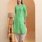Ethnic Motifs Hand Embroidered Chanderi Lucknowi Chikankari Kurta