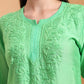 Ethnic Motifs Hand Embroidered Chanderi Lucknowi Chikankari Kurta