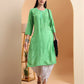 Ethnic Motifs Hand Embroidered Chanderi Lucknowi Chikankari Kurta