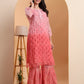 Elenora Women's Peach Georgette Chikankari Kurta Set with Sharara & Dupatta – Festive Ethnic Wear