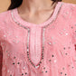Elenora Women's Peach Georgette Chikankari Kurta Set with Sharara & Dupatta – Festive Ethnic Wear