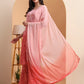 Elenora Women's Peach Georgette Chikankari Kurta Set with Sharara & Dupatta – Festive Ethnic Wear