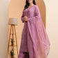 Elenora Women’s Lavender Viscose Chikankari Kurta Set with Palazzo & Dupatta – Elegant Ethnic Co-Ord Set