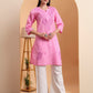 Ethnic Motifs Hand Embroidered Khadi Cotton Lucknowi Chikankari Kurta