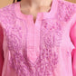 Ethnic Motifs Hand Embroidered Khadi Cotton Lucknowi Chikankari Kurta
