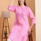Ethnic Motifs Hand Embroidered Khadi Cotton Lucknowi Chikankari Kurta