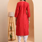 Ethnic Motifs Hand Embroidered Chanderi Lucknowi Chikankari Kurta