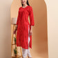 Ethnic Motifs Hand Embroidered Chanderi Lucknowi Chikankari Kurta