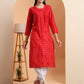 Ethnic Motifs Hand Embroidered Chanderi Lucknowi Chikankari Kurta