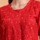 Ethnic Motifs Hand Embroidered Chanderi Lucknowi Chikankari Kurta