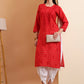 Ethnic Motifs Hand Embroidered Chanderi Lucknowi Chikankari Kurta