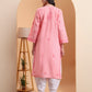 Ethnic Motifs Voil Cotton Straight Hand Embroidered Lucknowi Chikankari Kurta- Soft Pink
