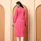 Women’s Pink Cotton Embroidered Kurti | Handcrafted Chikankari-Style Straight Kurta | Daily Wear & Office Wear Ethnic Outfit