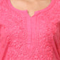 Women’s Pink Cotton Embroidered Kurti | Handcrafted Chikankari-Style Straight Kurta | Daily Wear & Office Wear Ethnic Outfit